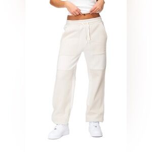 Joshua Perets Bree - Semi-Fitted Polar Fleece Jogger in cream Sz XS